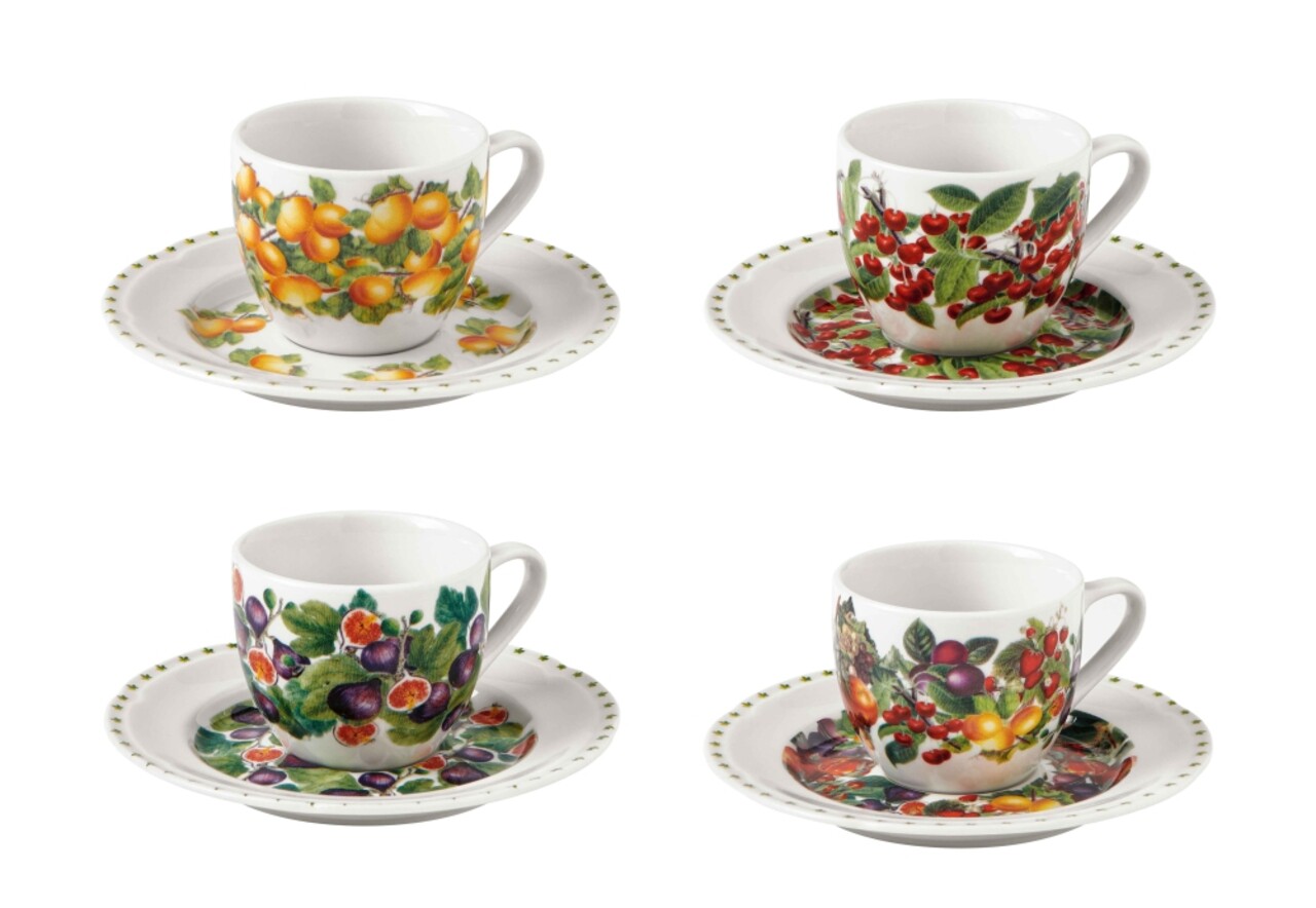 Set 4 cesti cu farfurie pentru cafea, Le Primizie v1, Brandani, D12.5x6.5 cm, 90 ml, portelan - imagine 7